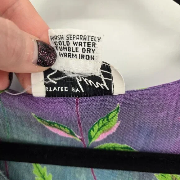 Styled by Saybury vintage small gauzy floral boho prairie short sleeve maxi - Picture 5 of 9